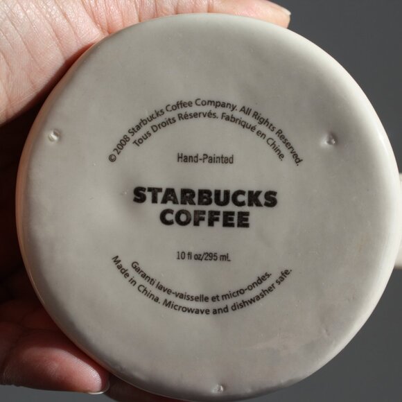 Vintage 2008 Starbucks Mug GROW White and Green 10 oz hand painted - Picture 4 of 4